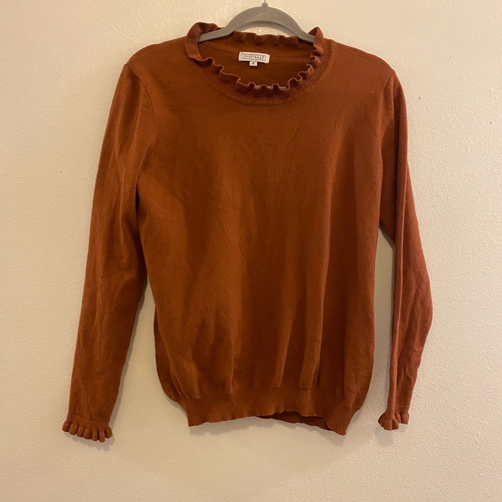 Sweet Salt Boutique Rust Ruffle Knit Sweater